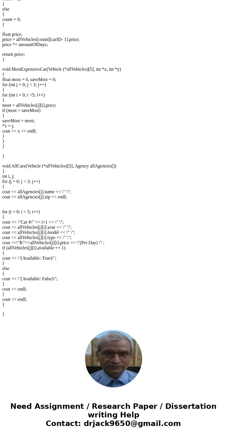 Agency.h Computer Science Project Car List Data National 93619 2014 Toyota Tacoma 115.12 1 2012 Honda CRV 85.10 0 2015 Ford Fusion 90.89 0 2013 GMC Yukon 110.43