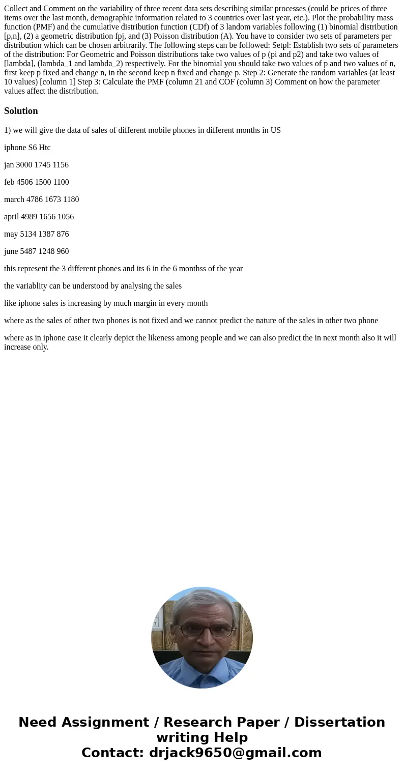  Collect and Comment on the variability of three recent data sets describing similar processes (could be prices of three items over the last month, demographic 