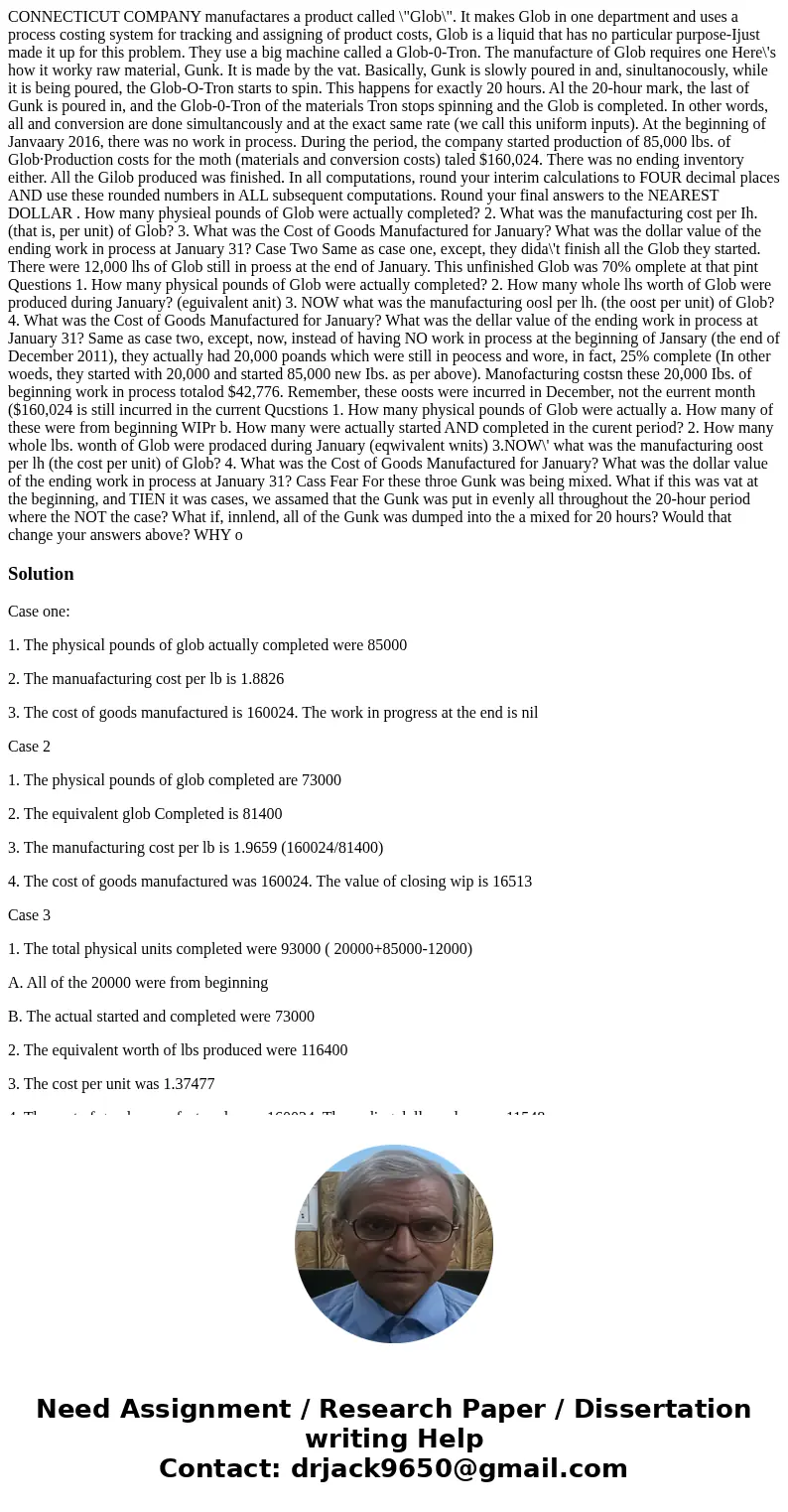  CONNECTICUT COMPANY manufactares a product called \