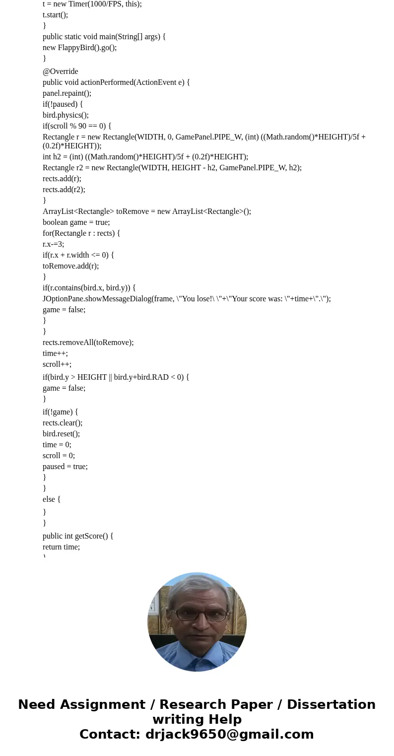 Create a game like flappy bird or pacman using java that uses two concepts and must use images with two classes In Project 3 you will work in teams of 2-3 to de Create a game like flappy bird or pacman using java that uses two concepts and must use images with two classes In Project 3 you will work in teams of 2-3 to de