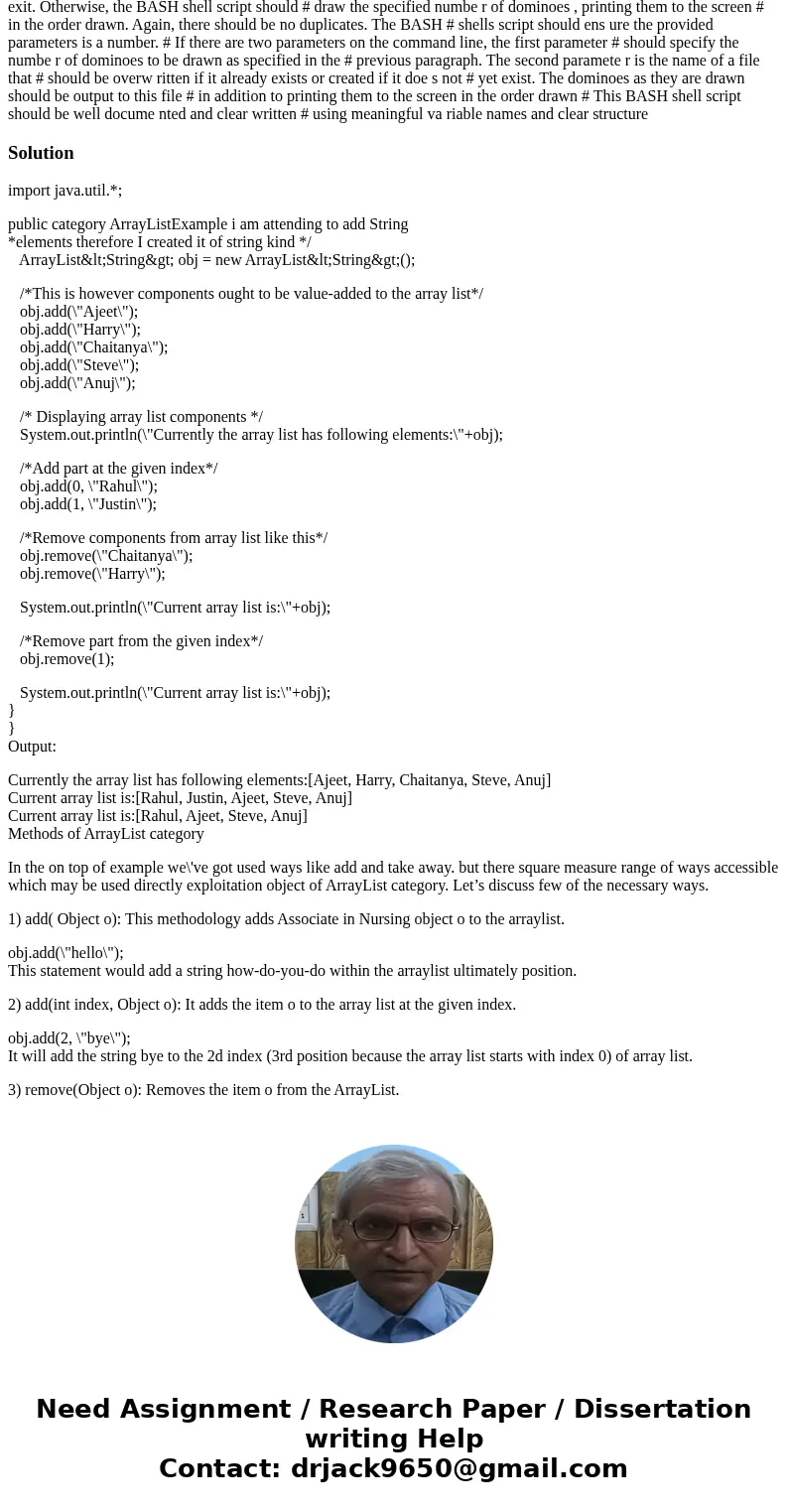  Description Write a BASH shell script that simulates the drawing of double-six dominoes from a pool of dominoes Here are the comments in the professor\'s solut