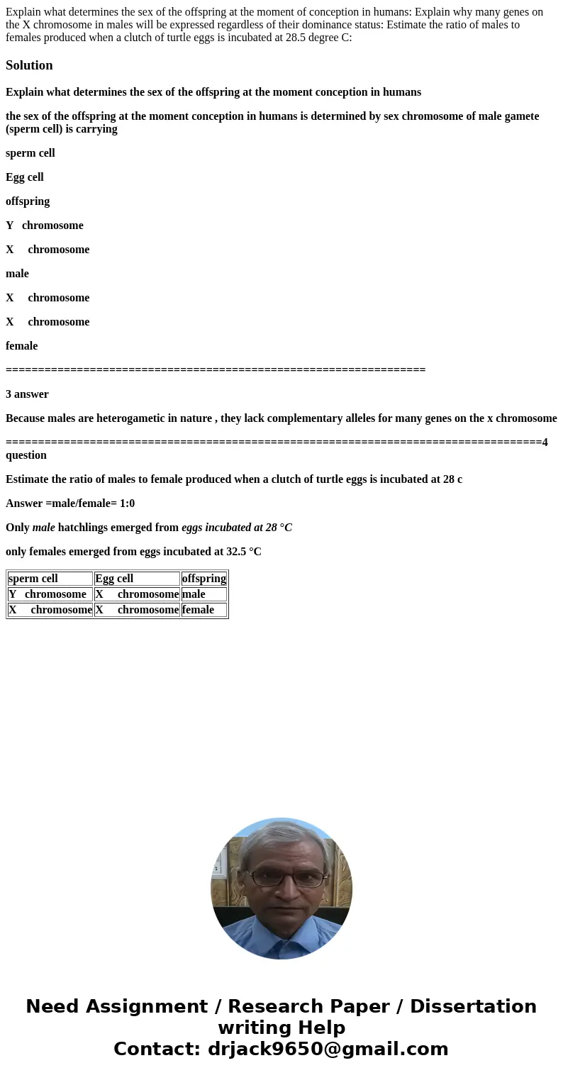 Explain what determines the sex of the offspring at the moment of conception in humans: Explain why many genes on the X chromosome in males will be expressed r  Explain what determines the sex of the offspring at the moment of conception in humans: Explain why many genes on the X chromosome in males will be expressed r