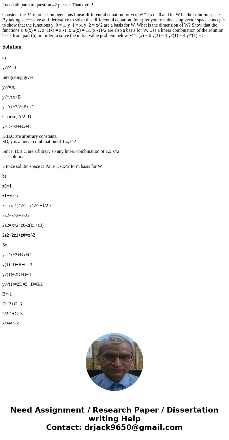 I need all parts to question #2 please. Thank you! Consider the 3^rd order homogeneous linear differential equation for y(x) y\