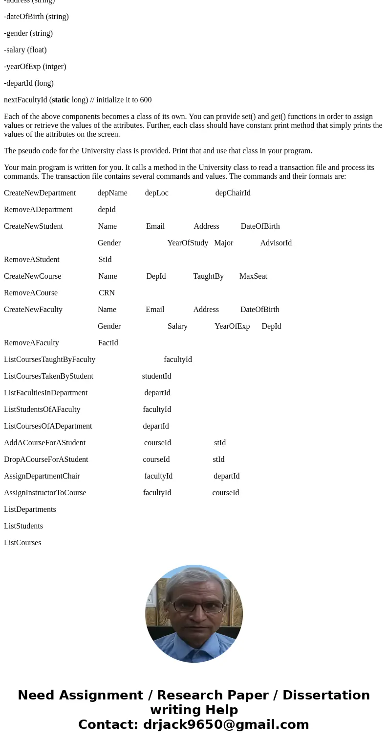 I Need the University.cpp file for this assignment. Write a program that implements a small university. The university has the following components: Department, I Need the University.cpp file for this assignment. Write a program that implements a small university. The university has the following components: Department,