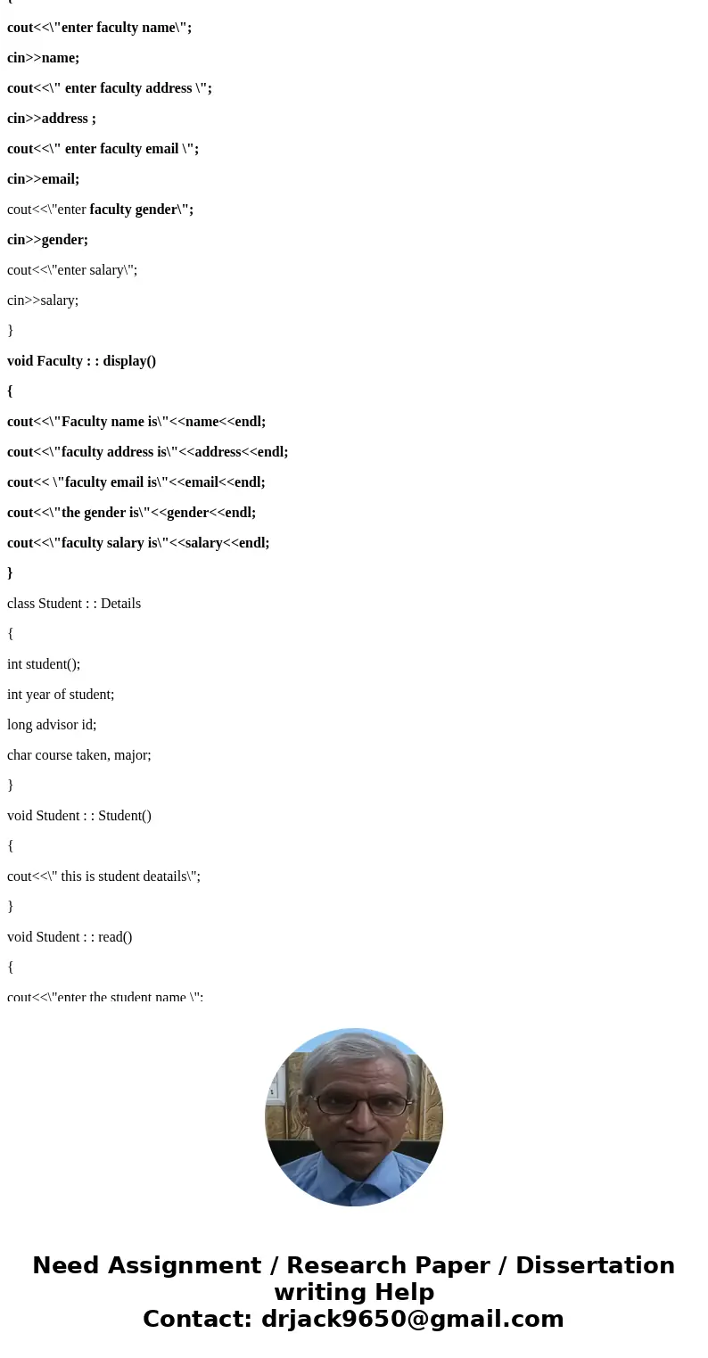 I Need the University.cpp file for this assignment. Write a program that implements a small university. The university has the following components: Department, I Need the University.cpp file for this assignment. Write a program that implements a small university. The university has the following components: Department,
