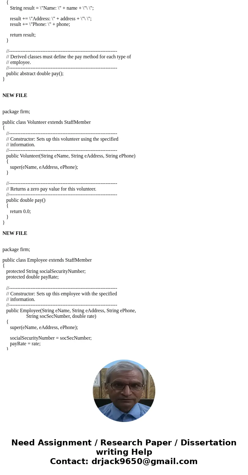 In Java, Modify the original Firm Java code so that all employees can be given different vacation options depending on their classification. Modify the driver c In Java, Modify the original Firm Java code so that all employees can be given different vacation options depending on their classification. Modify the driver c