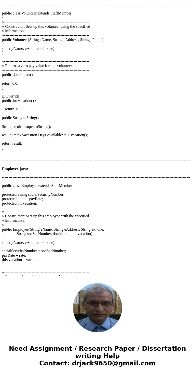 In Java, Modify the original Firm Java code so that all employees can be given different vacation options depending on their classification. Modify the driver c In Java, Modify the original Firm Java code so that all employees can be given different vacation options depending on their classification. Modify the driver c