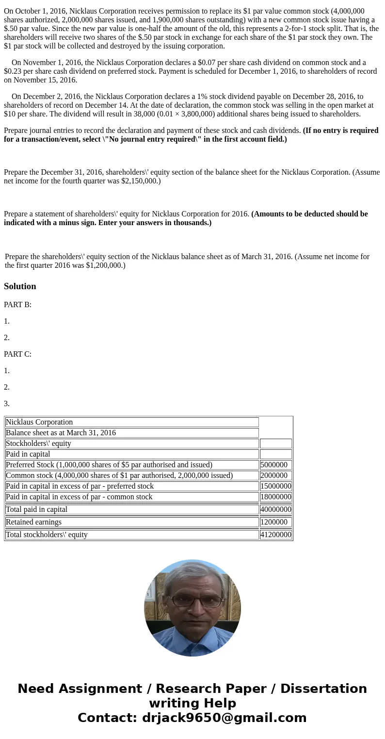 In late 2015, the Nicklaus Corporation was formed. The corporate charter authorizes the issuance of 4,000,000 shares of common stock carrying a $1 par value, an