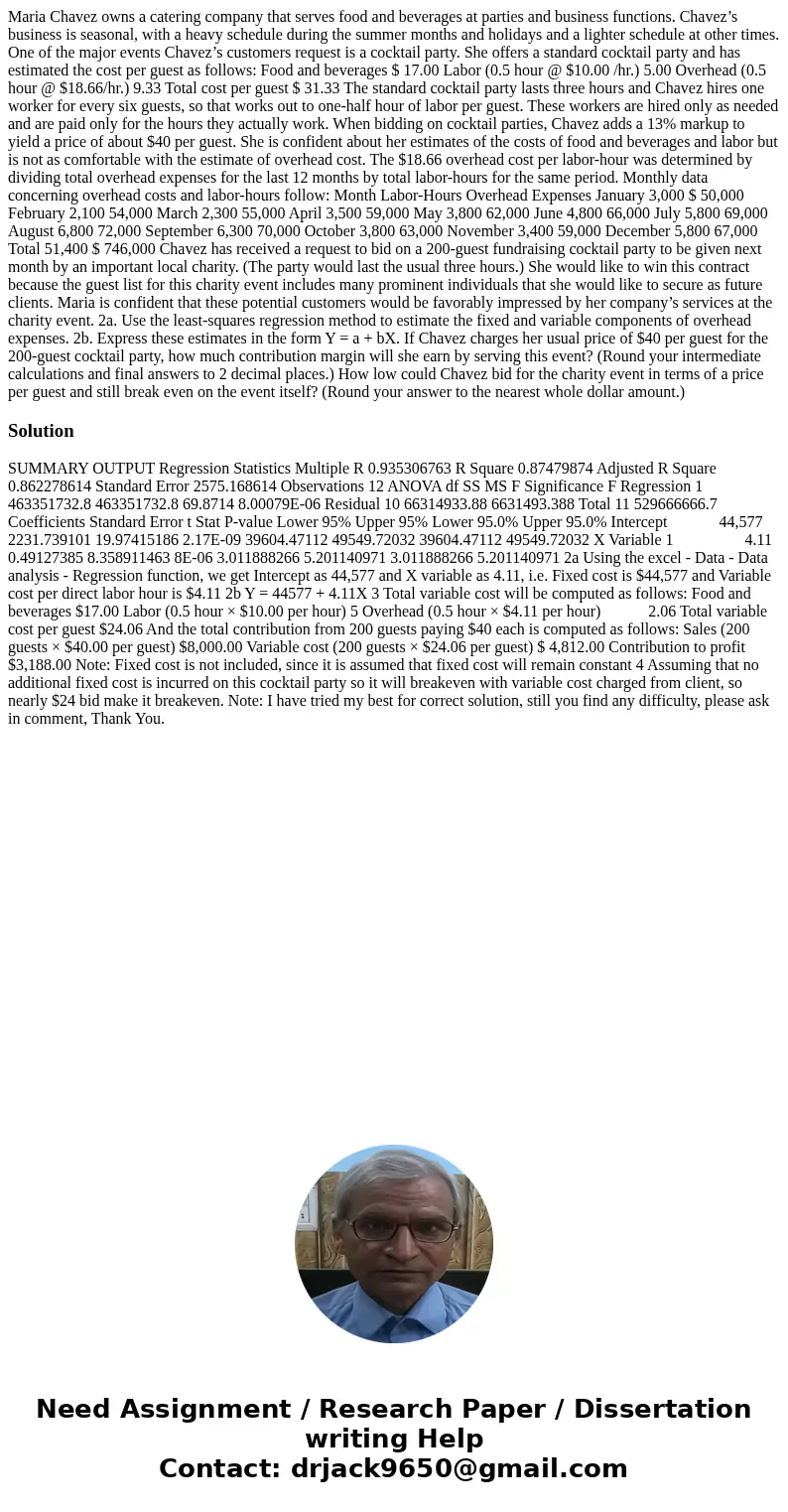 Maria Chavez owns a catering company that serves food and beverages at parties and business functions. Chavez’s business is seasonal, with a heavy schedule duri Maria Chavez owns a catering company that serves food and beverages at parties and business functions. Chavez’s business is seasonal, with a heavy schedule duri