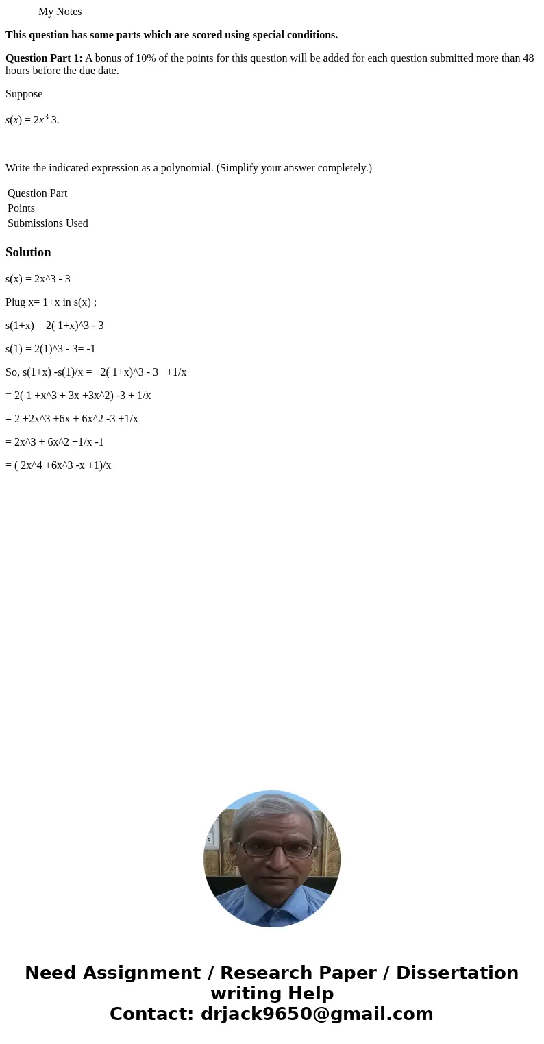My Notes This question has some parts which are scored using special conditions. Question Part 1: A bonus of 10% of the points for this question will be added   My Notes This question has some parts which are scored using special conditions. Question Part 1: A bonus of 10% of the points for this question will be added