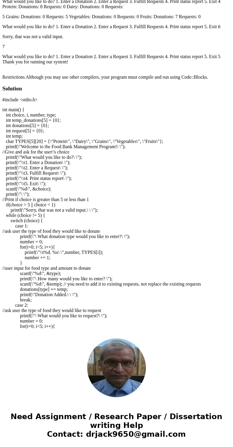 Please be sure to write in C language Programmers for a Better Tomorrow is now in partnership with a local Food Bank which distributes food items to people in n Please be sure to write in C language Programmers for a Better Tomorrow is now in partnership with a local Food Bank which distributes food items to people in n