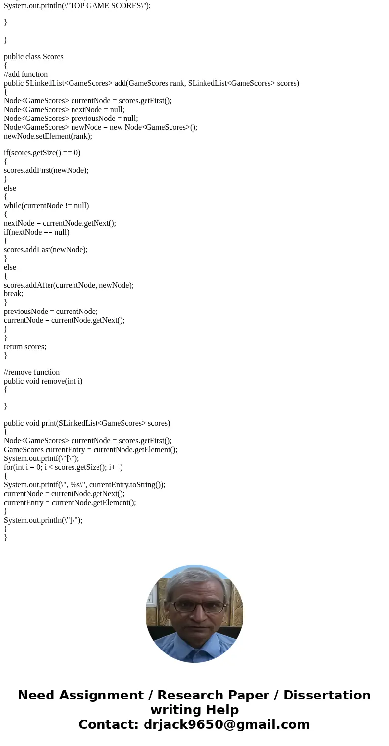 Please write this in java using a GUI Implement a class called Scores that will maintain the top 10 scores for a multi-player video game and a GUI application   Please write this in java using a GUI Implement a class called Scores that will maintain the top 10 scores for a multi-player video game and a GUI application