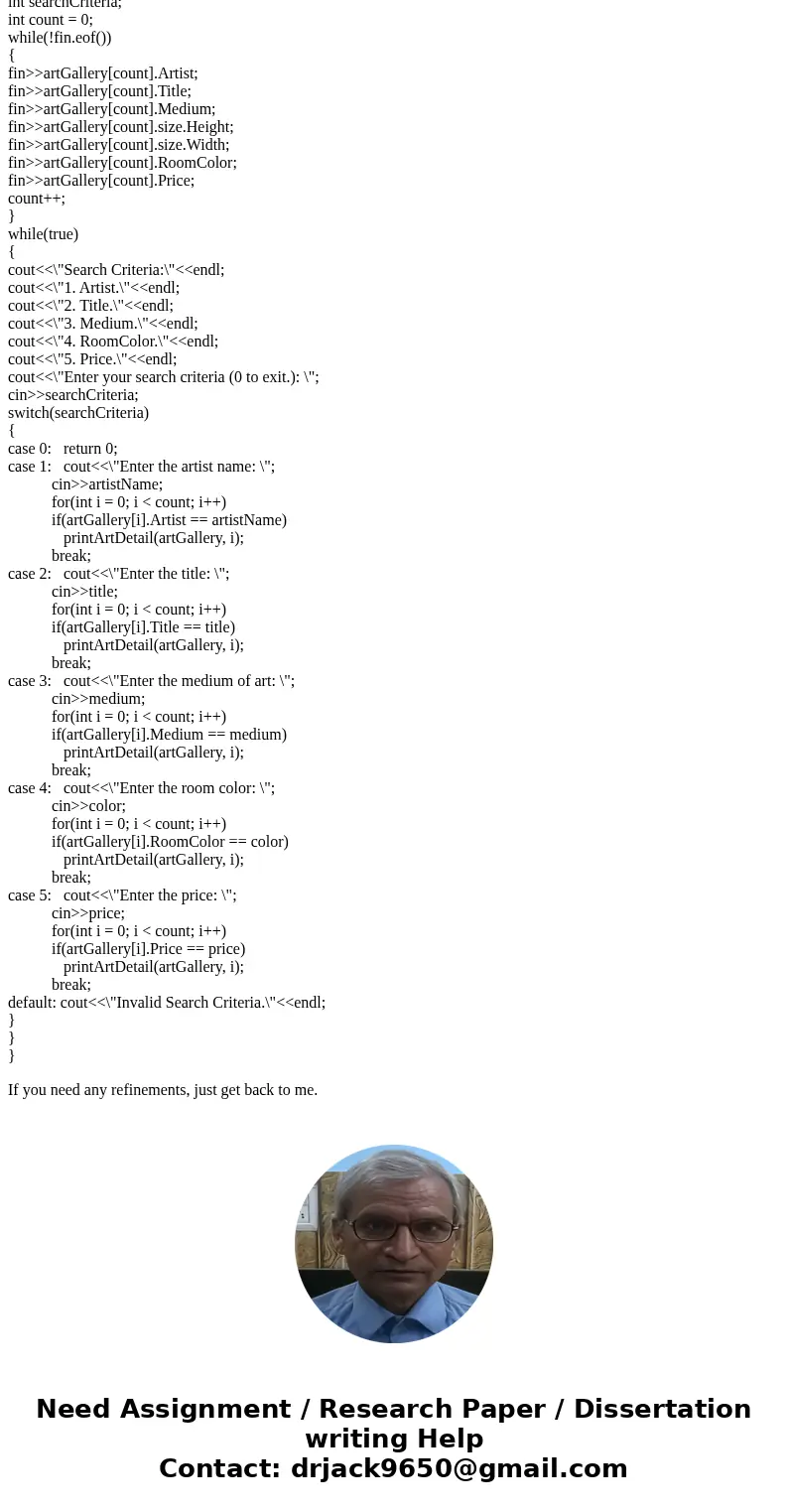 programming Warm-Up Exercises to 12 deal with an array representing the inventory for an art gallery. Using the same representation, write a C++ program that re programming Warm-Up Exercises to 12 deal with an array representing the inventory for an art gallery. Using the same representation, write a C++ program that re