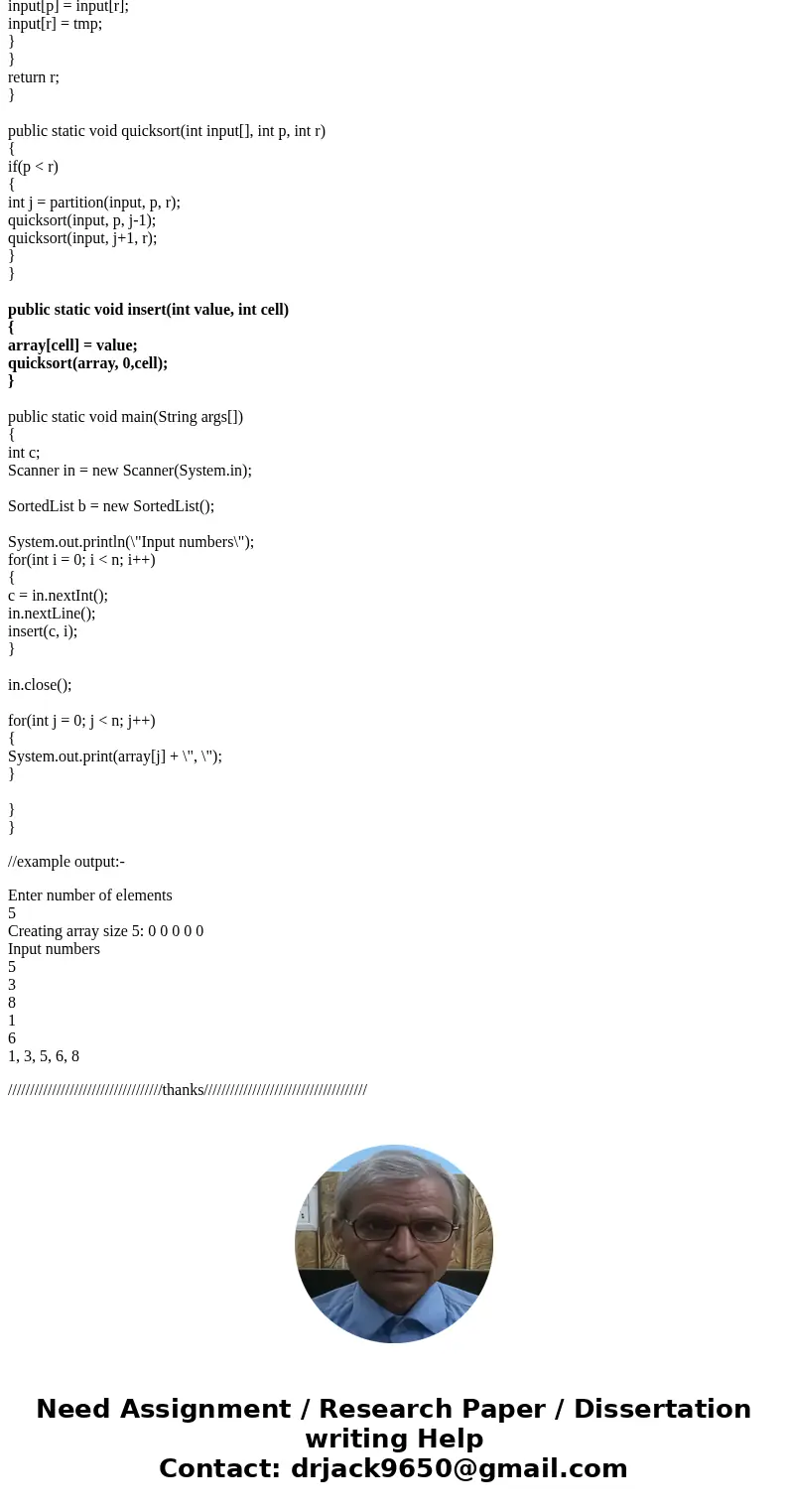 Refer to my progress on this assignment below In this problem you will make it “more” object-oriented in the following ways: -You will change its name to Sorted