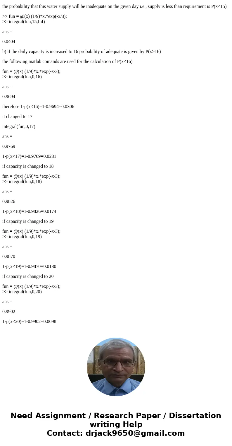  The daily consumption of water in millions of gallons in a certain city can be treated as a random variable having a gamma distribution with alpha =3 and beta 