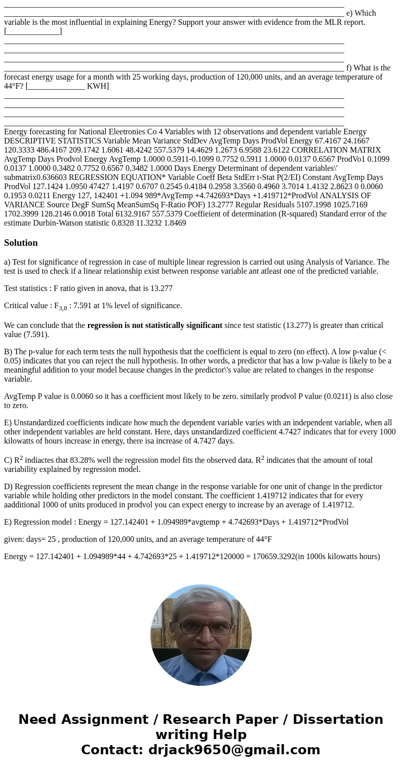 The Energy Conservation Committee at National Electronics Company (NEC) is trying to understand energy use at their plant. As a first step, the committee desire