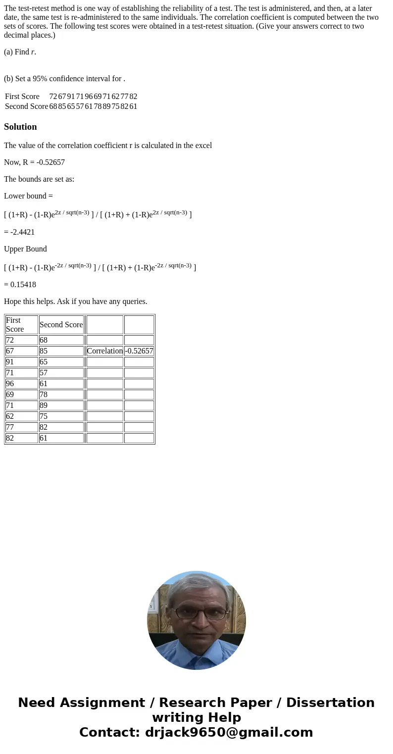 The test-retest method is one way of establishing the reliability of a test. The test is administered, and then, at a later date, the same test is re-administer