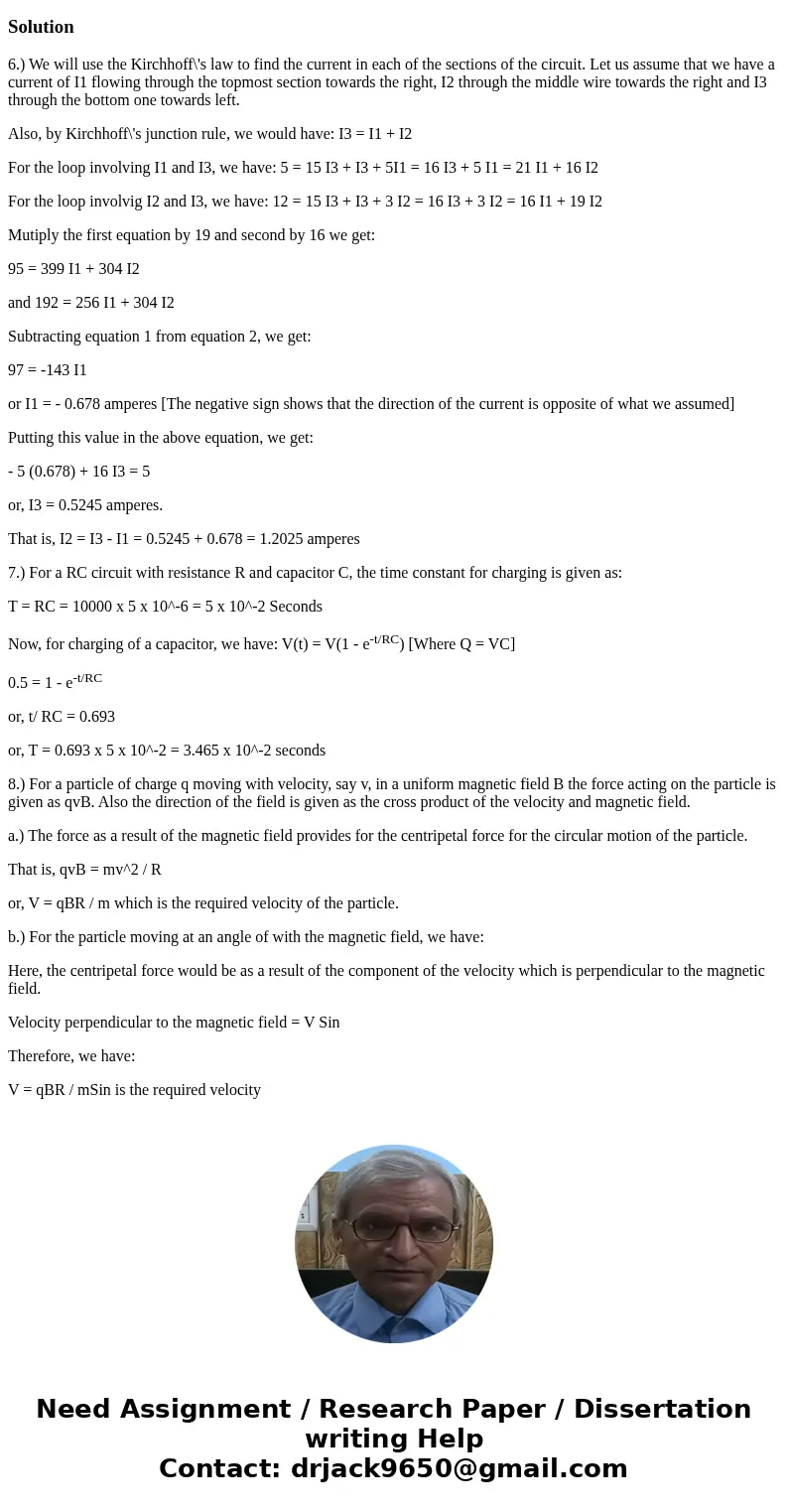 Using Kirchhoff\'s rules find current everywhere in the circuit: Look at the circuit at Fig. 1. At t = 0 the switch S is closed and the capacitor starts chargi  Using Kirchhoff\'s rules find current everywhere in the circuit: Look at the circuit at Fig. 1. At t = 0 the switch S is closed and the capacitor starts chargi