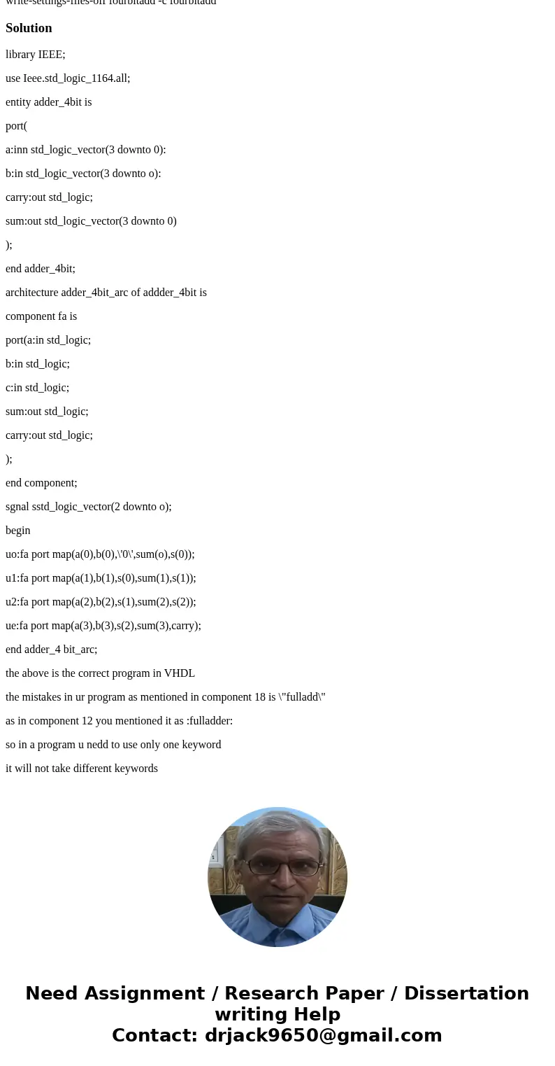 WHAT IS THE PROBLEM? I tried to make 4 bit full adder vhdl code(quartus2) why this happens and how can I solve this? File Edit View Project Assignments Processi