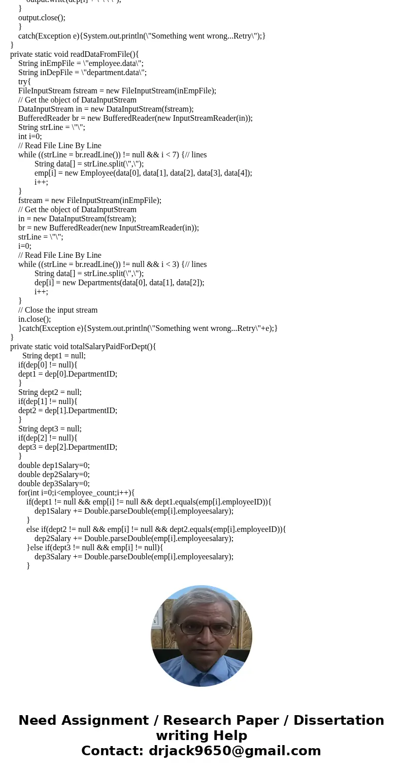Write a program to allow the user to: 1. Create two classes. Employee and Departments. The Department class will have: DepartmentID, Departmentname, DepartmentH Write a program to allow the user to: 1. Create two classes. Employee and Departments. The Department class will have: DepartmentID, Departmentname, DepartmentH