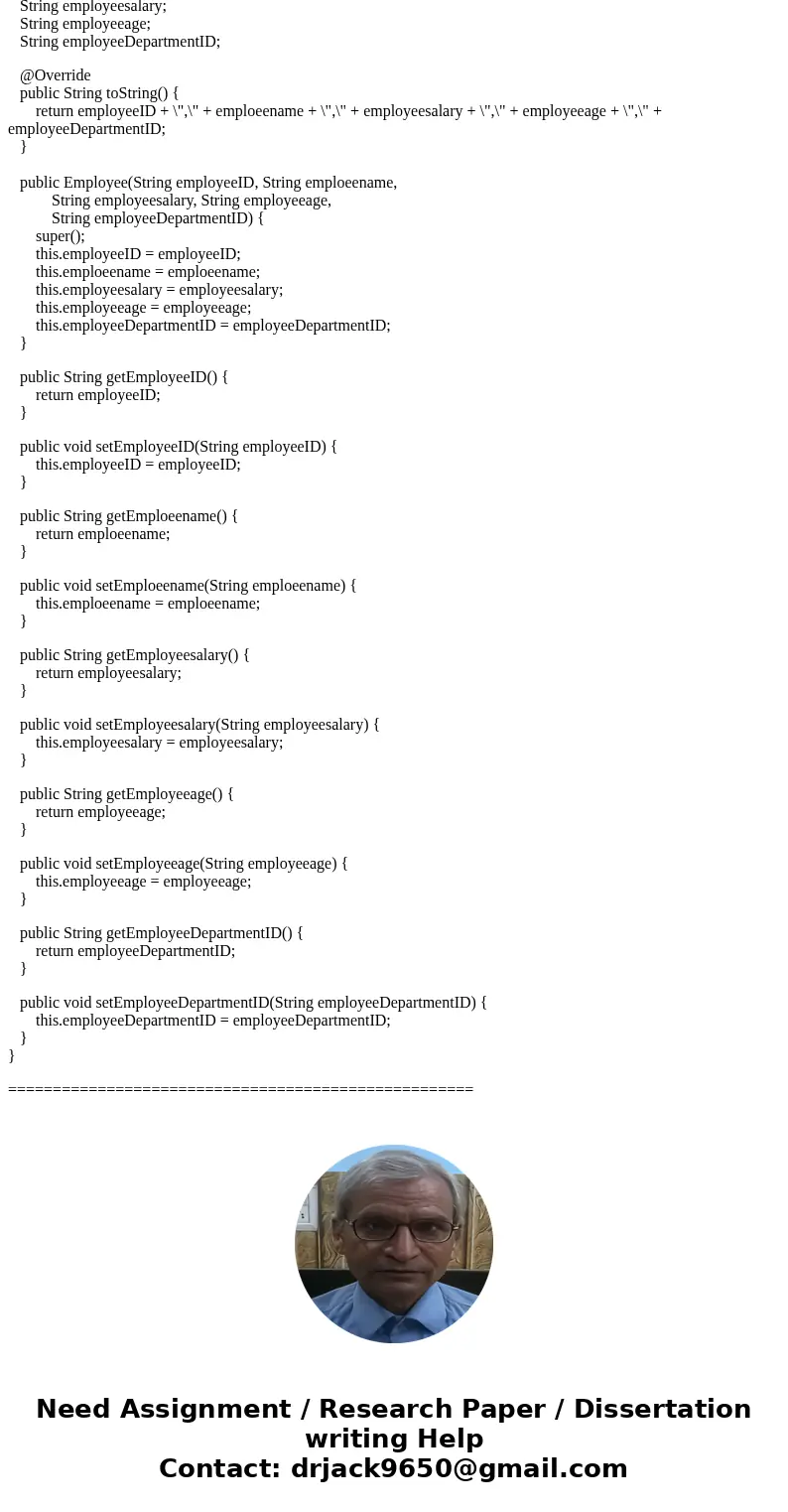 Write a program to allow the user to: 1. Create two classes. Employee and Departments. The Department class will have: DepartmentID, Departmentname, DepartmentH Write a program to allow the user to: 1. Create two classes. Employee and Departments. The Department class will have: DepartmentID, Departmentname, DepartmentH