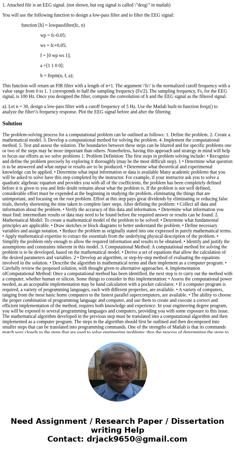 1. Attached file is an EEG signal. (not shown, but eeg signal is called \ 1. Attached file is an EEG signal. (not shown, but eeg signal is called \