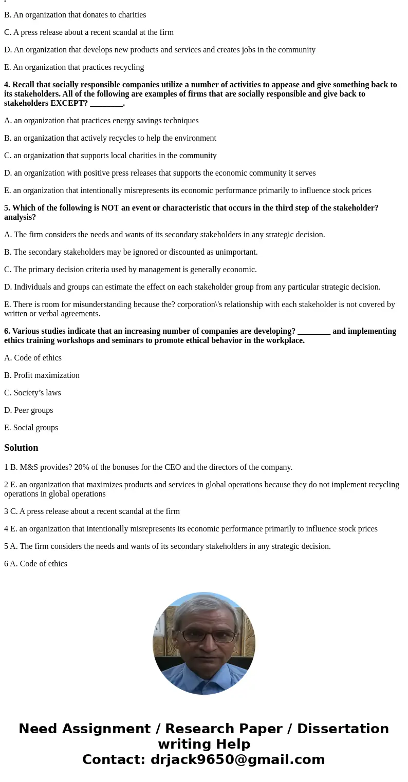 1. Marks? & Spencer? (M&S) leads the way to sustainability. All of the following are examples of activities conducted by the firm EXCEPT? ______________ 1. Marks? & Spencer? (M&S) leads the way to sustainability. All of the following are examples of activities conducted by the firm EXCEPT? ______________
