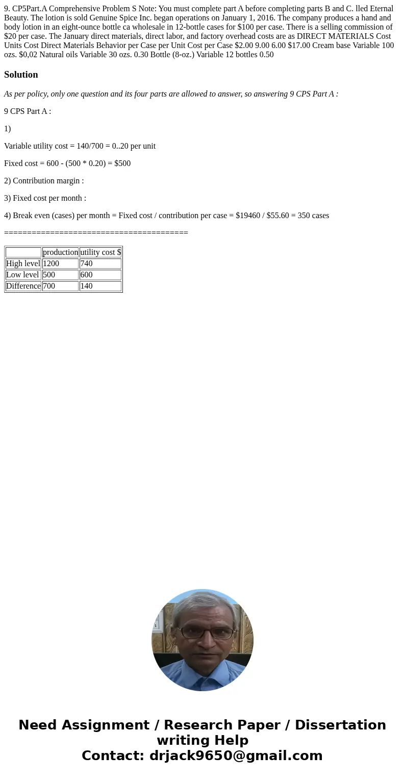  9. CP5Part.A Comprehensive Problem S Note: You must complete part A before completing parts B and C. lled Eternal Beauty. The lotion is sold Genuine Spice Inc.