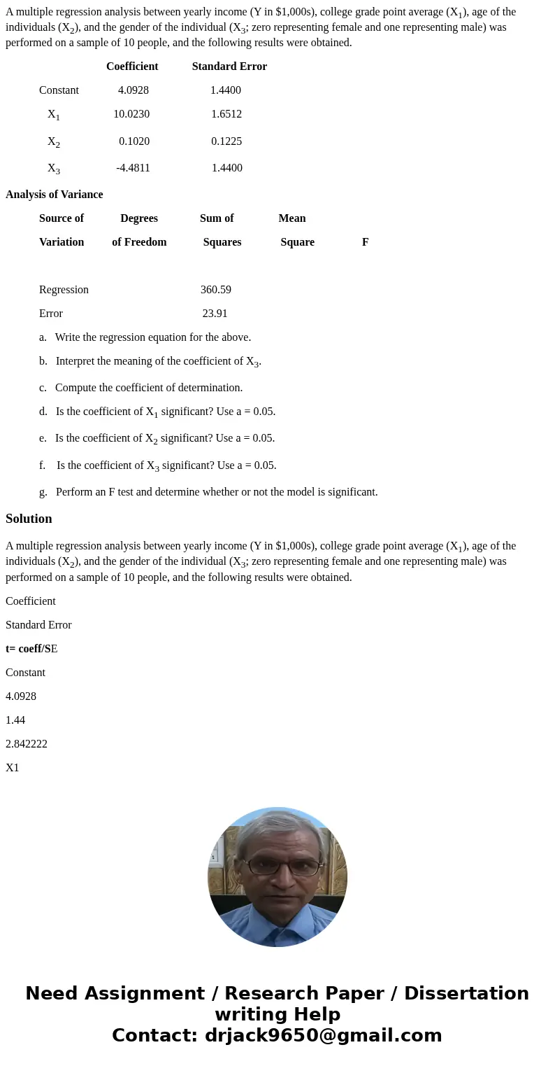 A multiple regression analysis between yearly income (Y in $1,000s), college grade point average (X1), age of the individuals (X2), and the gender of the indivi A multiple regression analysis between yearly income (Y in $1,000s), college grade point average (X1), age of the individuals (X2), and the gender of the indivi