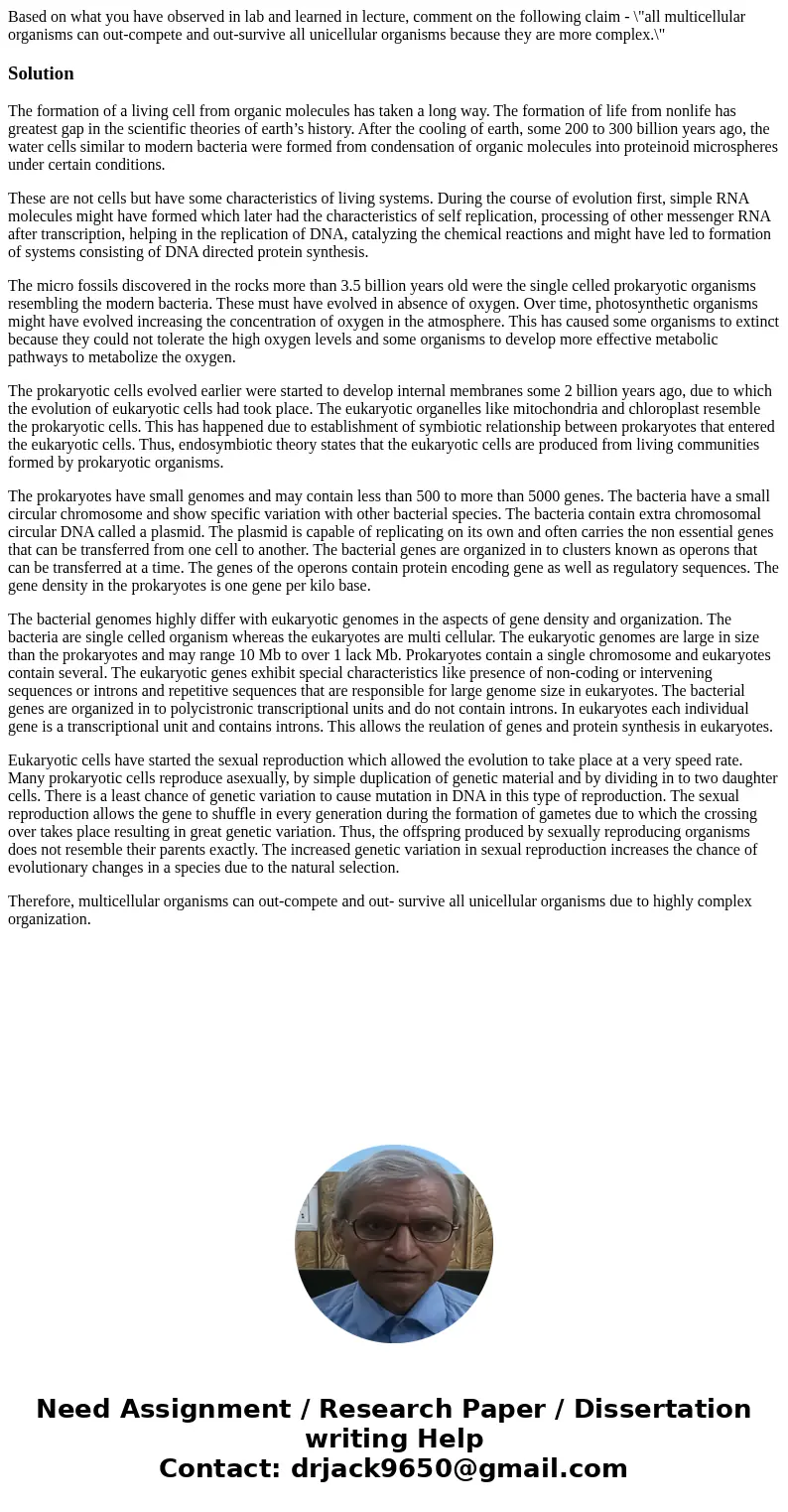  Based on what you have observed in lab and learned in lecture, comment on the following claim - \