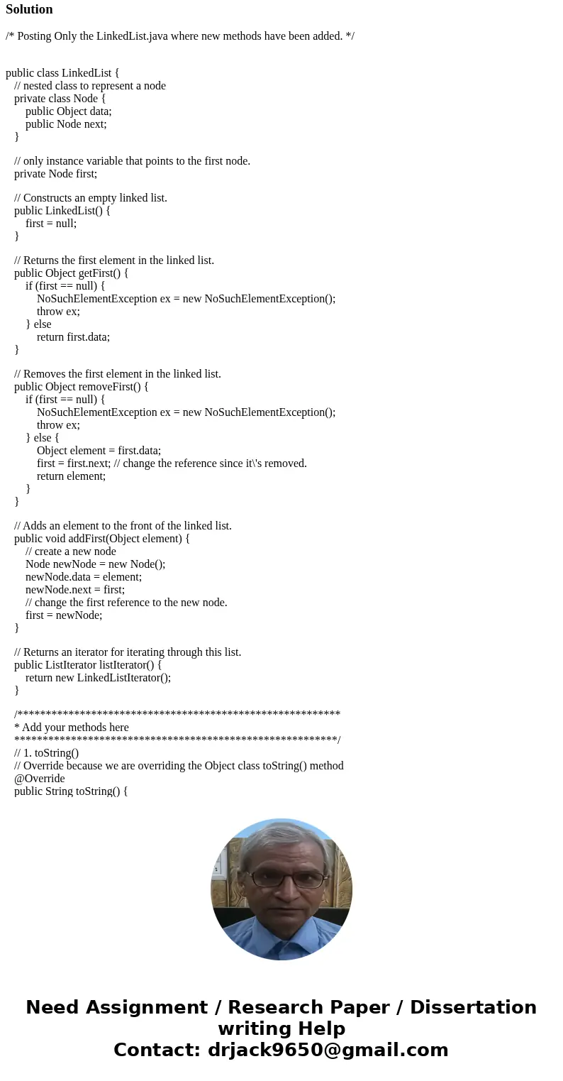 Class Diagram: In the Assignment #10, you are given three files Assignment10.java, LinkedList.java, and ListIterator.java. You will need to add additional metho Class Diagram: In the Assignment #10, you are given three files Assignment10.java, LinkedList.java, and ListIterator.java. You will need to add additional metho