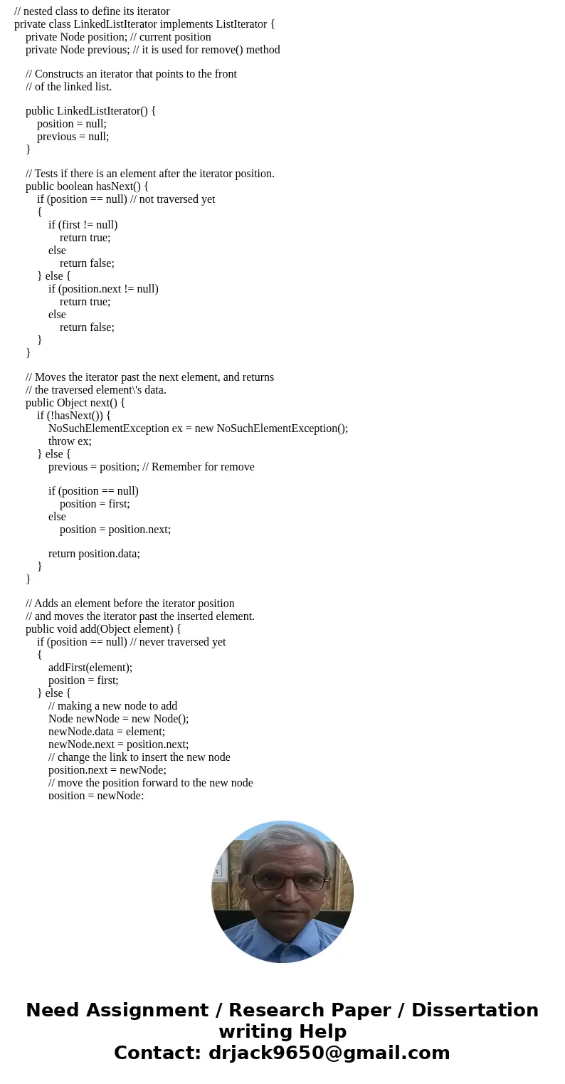 Class Diagram: In the Assignment #10, you are given three files Assignment10.java, LinkedList.java, and ListIterator.java. You will need to add additional metho Class Diagram: In the Assignment #10, you are given three files Assignment10.java, LinkedList.java, and ListIterator.java. You will need to add additional metho