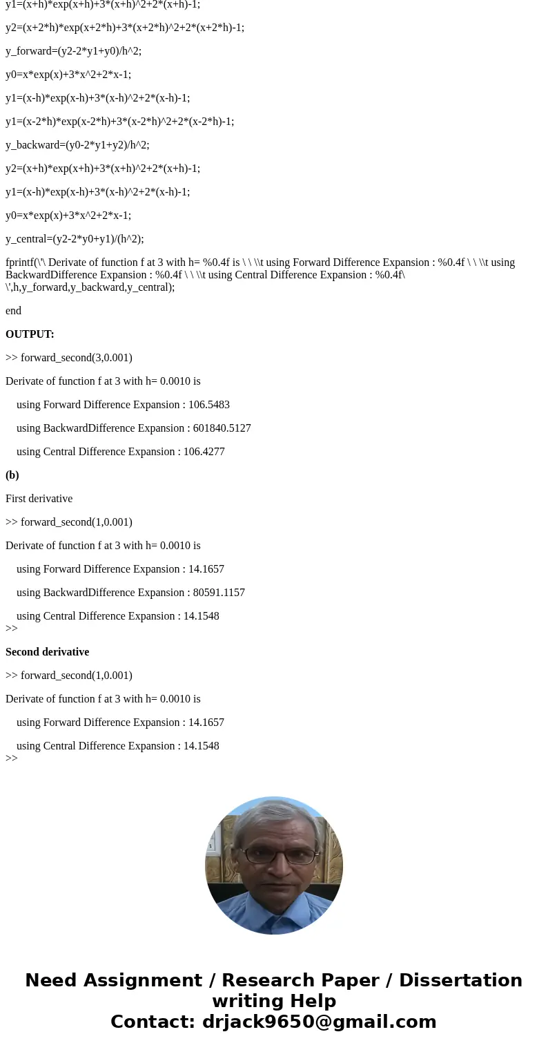 Create a MATLAB script to find the first and second derivative of given function using Forward, Backward, central and Taylor numerical schemes. Test your code   Create a MATLAB script to find the first and second derivative of given function using Forward, Backward, central and Taylor numerical schemes. Test your code