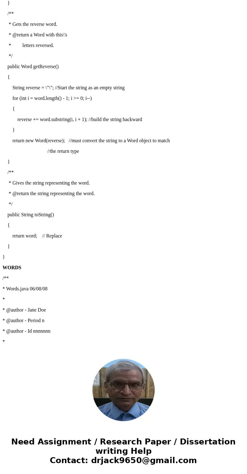 DOES NOT NEED TO BE ANSWERED UNTIL NOV 13th Words Assignment Robert Glen Martin School for the Talented and Gifted, Dallas, TX Based on the Lab16c assignment fr