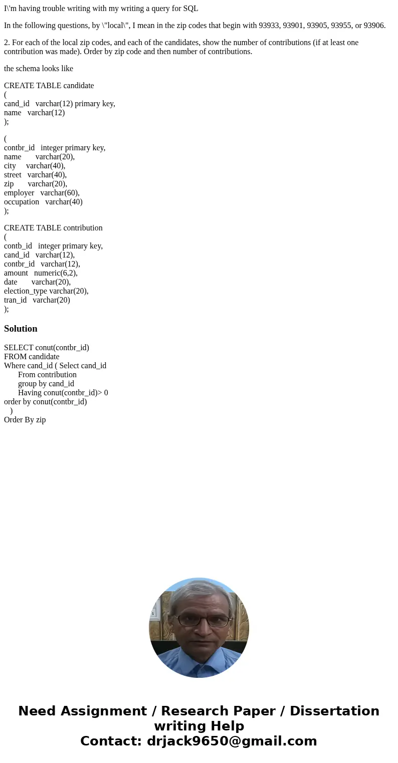 I\'m having trouble writing with my writing a query for SQL In the following questions, by \ I\'m having trouble writing with my writing a query for SQL In the following questions, by \