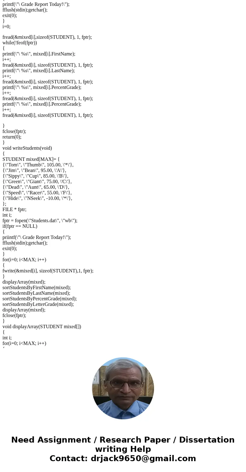 In C LAB ASSIGNMENT # 4 OBJECTIVE: Compute a student\'s percentage grade and then assign the appropriate letter grade. Perform the computations for up to 30 stu