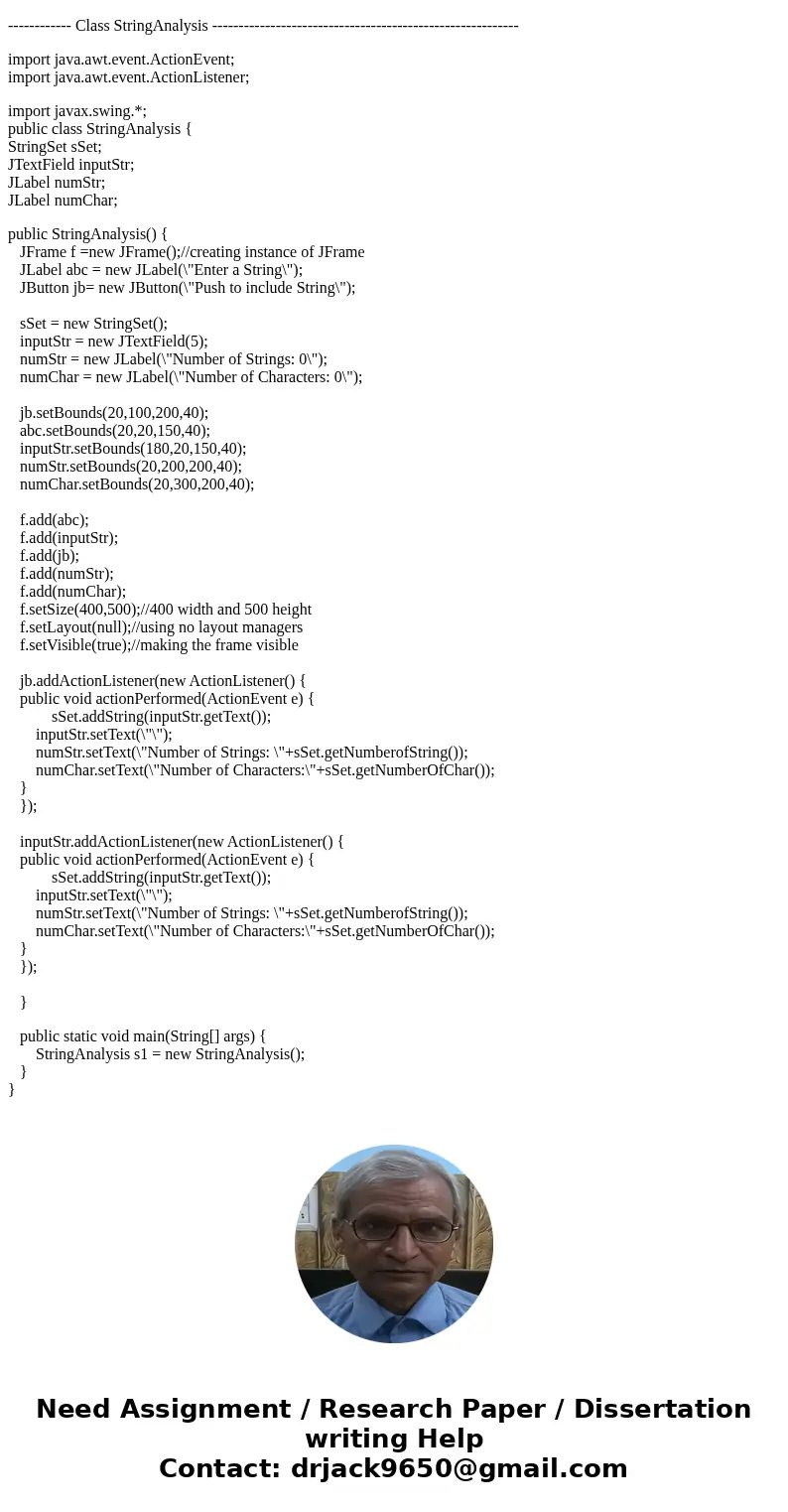 In several labs we\'ve written classes that stored and analyzed String objects. The Inheritance lesson had StringSet Revisited and Writing Classes Better had th In several labs we\'ve written classes that stored and analyzed String objects. The Inheritance lesson had StringSet Revisited and Writing Classes Better had th
