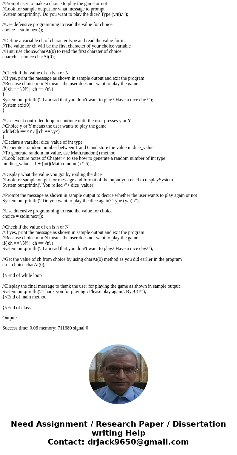 // Lab 6_2 // CS 1113 Write a java program to simulate rolling of dice. Your class name should be Lab6_2 Note: You need to use random numbers If you do not kno  // Lab 6_2 // CS 1113 Write a java program to simulate rolling of dice. Your class name should be Lab6_2 Note: You need to use random numbers If you do not kno