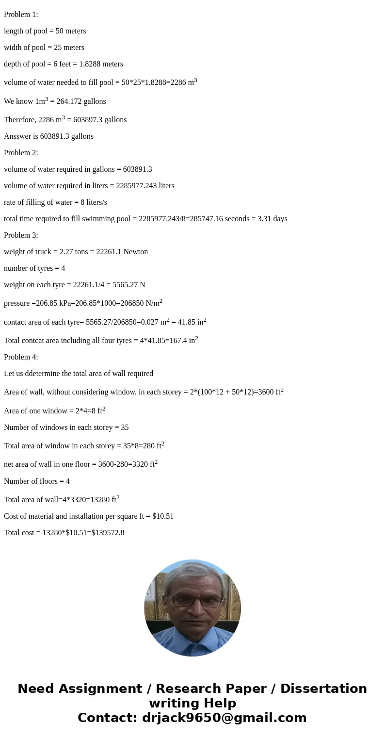 Name: CIVL 201 Assignment #1 Due: Friday 1/19/18 Problem 1: The project is to construct an outdoor Olympic size swimming pool. The pool will be S0 meters long,  Name: CIVL 201 Assignment #1 Due: Friday 1/19/18 Problem 1: The project is to construct an outdoor Olympic size swimming pool. The pool will be S0 meters long,
