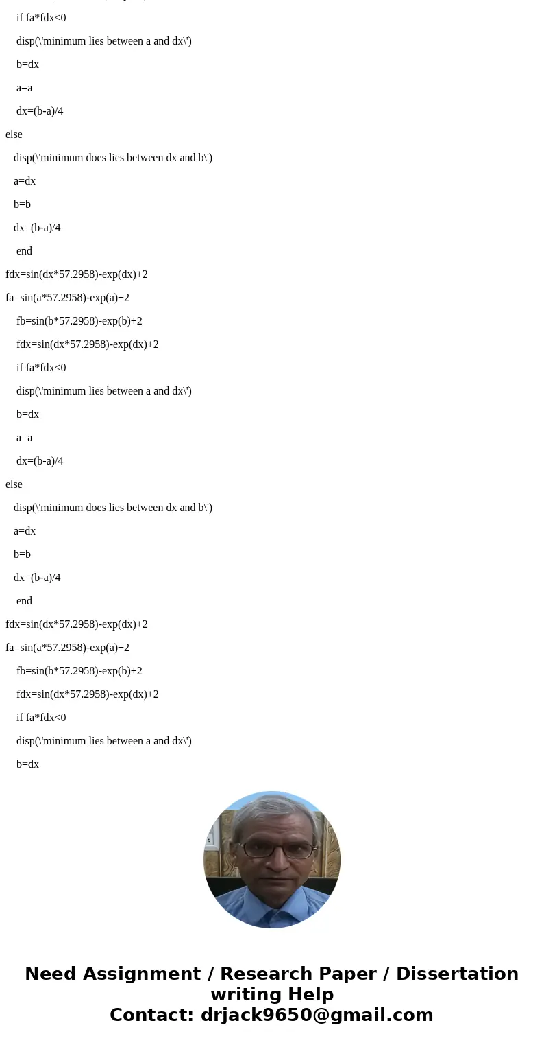 Numerical Analysis Matlab Use single - variable method write a matlab code to show how do you run this algorithm Given the function ƒ(x) = sin(x) - e^x + 2 Find