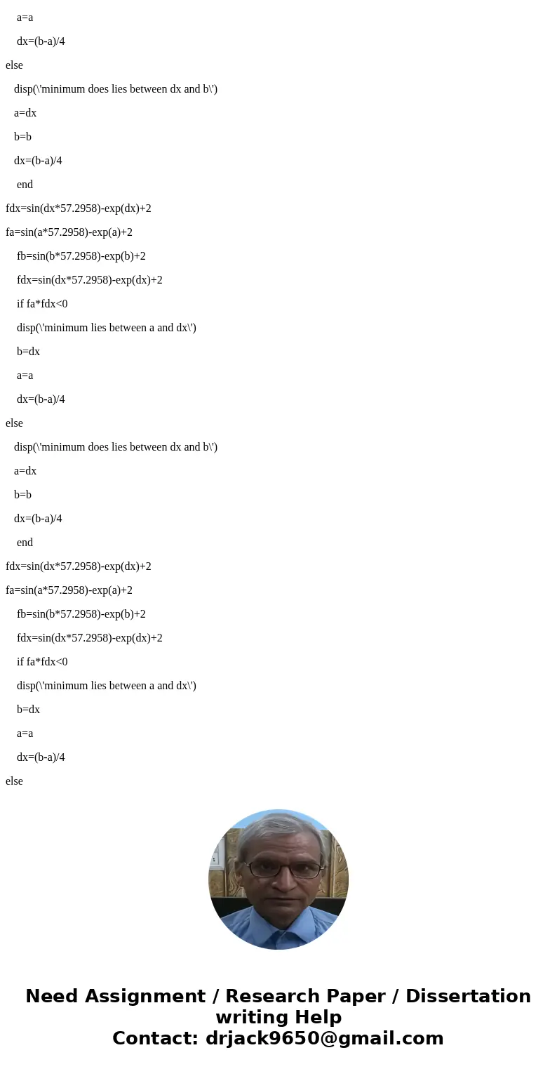 Numerical Analysis Matlab Use single - variable method write a matlab code to show how do you run this algorithm Given the function ƒ(x) = sin(x) - e^x + 2 Find