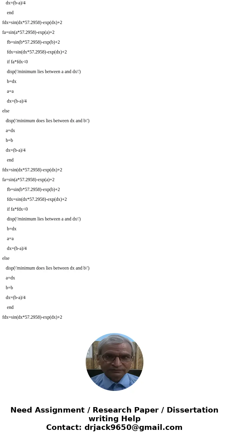 Numerical Analysis Matlab Use single - variable method write a matlab code to show how do you run this algorithm Given the function ƒ(x) = sin(x) - e^x + 2 Find