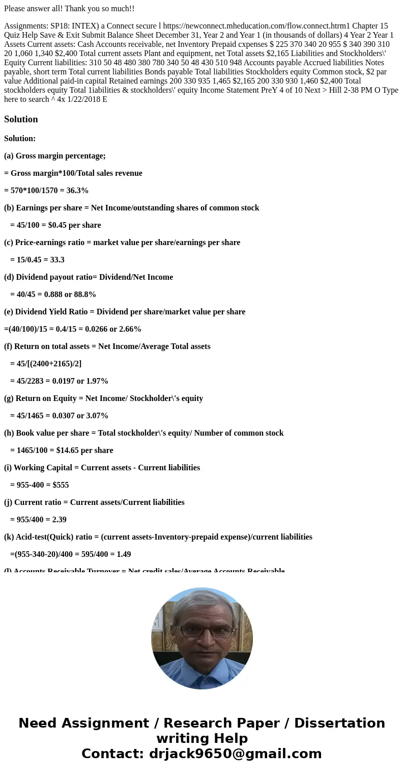 Please answer all! Thank you so much!! Assignments: SP18: INTEX) a Connect secure l https://newconnect.mheducation.com/flow.connect.htrm1 Chapter 15 Quiz Help S