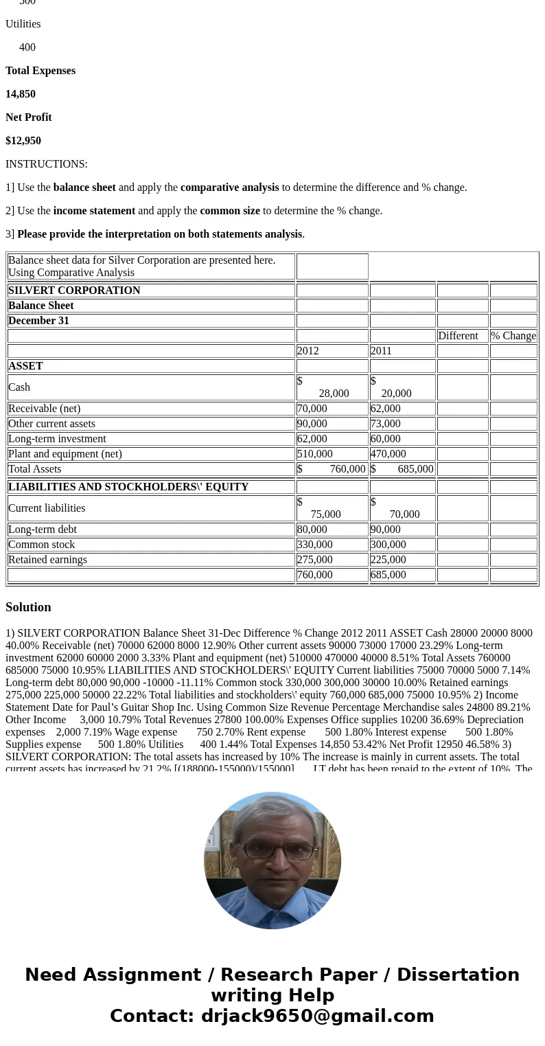 Please answer questions 1-3 and fill out both charts columns ( Different and % Change) as well as the (percentage). I can\'t award credit if all questions and c
