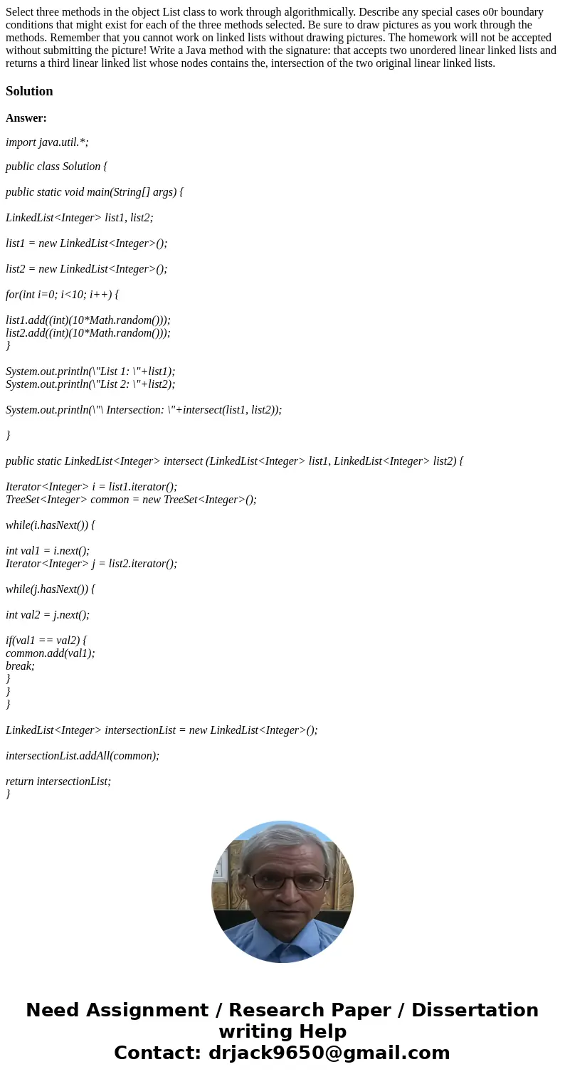 Select three methods in the object List class to work through algorithmically. Describe any special cases o0r boundary conditions that might exist for each of   Select three methods in the object List class to work through algorithmically. Describe any special cases o0r boundary conditions that might exist for each of