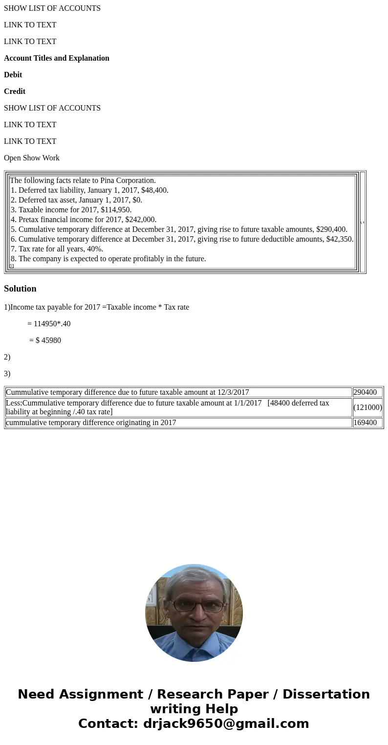 SHOW LIST OF ACCOUNTS LINK TO TEXT LINK TO TEXT Account Titles and Explanation Debit Credit SHOW LIST OF ACCOUNTS LINK TO TEXT LINK TO TEXT Open Show Work The f