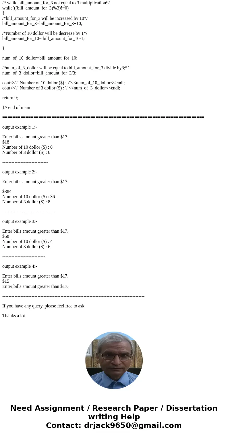 Suppose that the only currency were 3-dollar bills and 10-dollar bills. Please write a program in C++ to determine the number of 3-dollar bills and the number o Suppose that the only currency were 3-dollar bills and 10-dollar bills. Please write a program in C++ to determine the number of 3-dollar bills and the number o