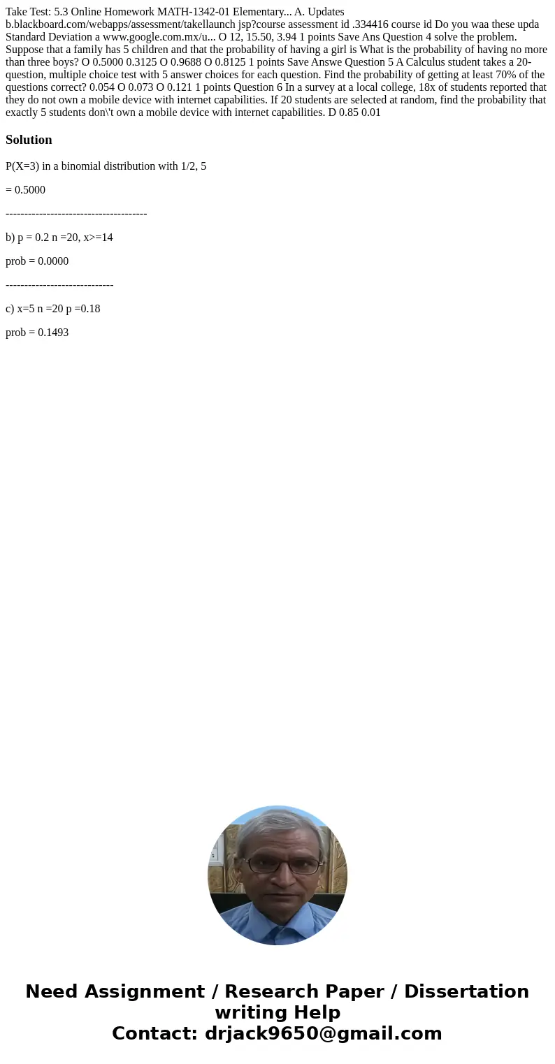 Take Test: 5.3 Online Homework MATH-1342-01 Elementary... A. Updates b.blackboard.com/webapps/assessment/takellaunch jsp?course assessment id .334416 course id  Take Test: 5.3 Online Homework MATH-1342-01 Elementary... A. Updates b.blackboard.com/webapps/assessment/takellaunch jsp?course assessment id .334416 course id