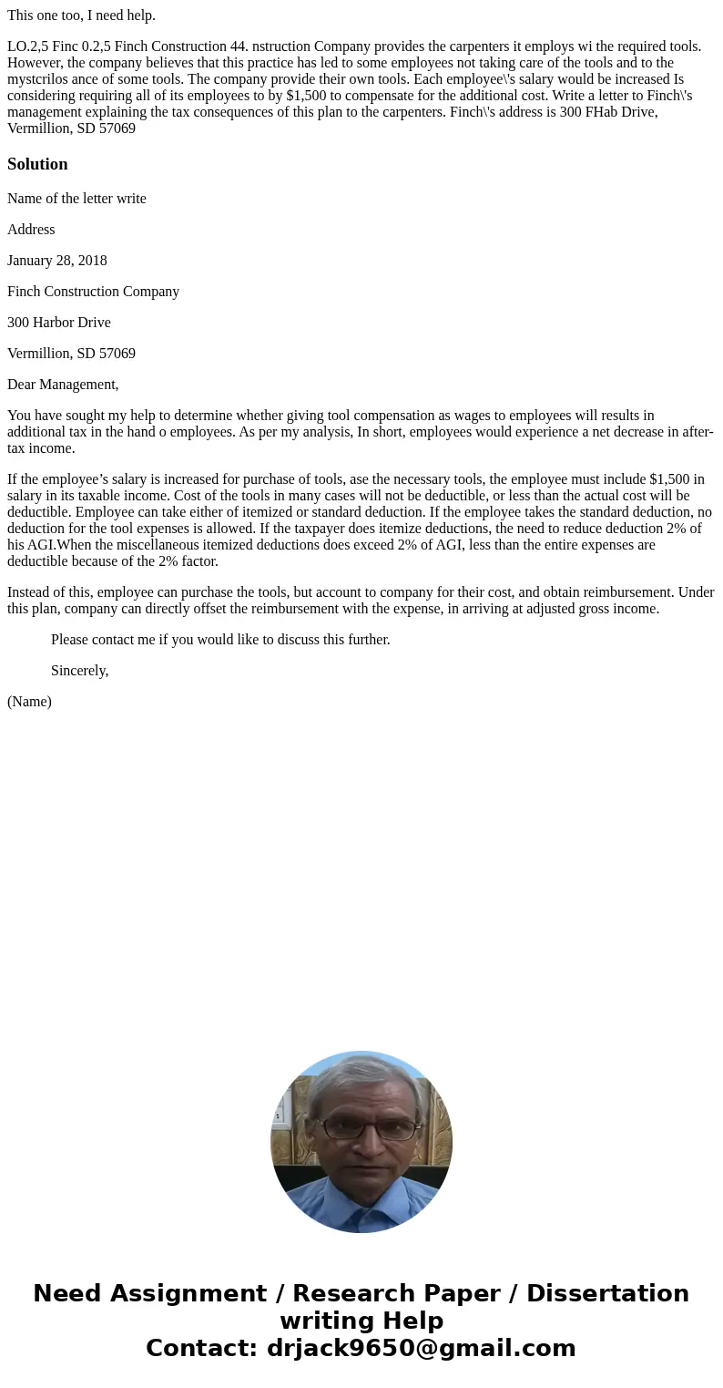 This one too, I need help. LO.2,5 Finc 0.2,5 Finch Construction 44. nstruction Company provides the carpenters it employs wi the required tools. However, the c  This one too, I need help. LO.2,5 Finc 0.2,5 Finch Construction 44. nstruction Company provides the carpenters it employs wi the required tools. However, the c