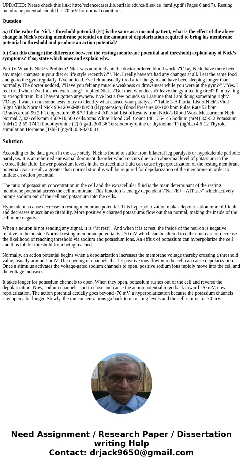UPDATED: Please check this link: http://sciencecases.lib.buffalo.edu/cs/files/lee_family.pdf (Pages 6 and 7). Resting membrane potential should be -70 mV for no UPDATED: Please check this link: http://sciencecases.lib.buffalo.edu/cs/files/lee_family.pdf (Pages 6 and 7). Resting membrane potential should be -70 mV for no